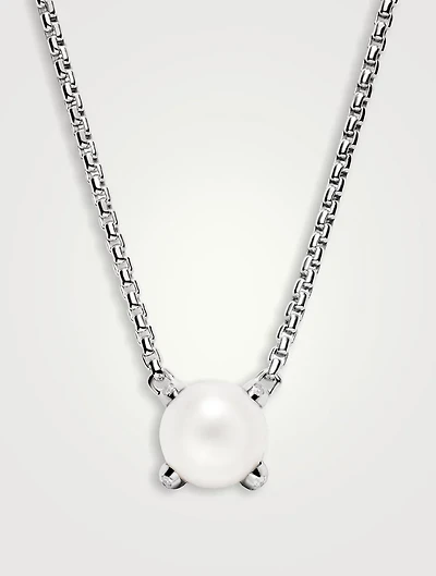 Pearl Classics Necklace In Sterling Silver With Diamonds, 6.5mm