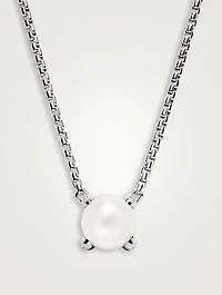 Pearl Classics Necklace In Sterling Silver With Diamonds, 6.5mm