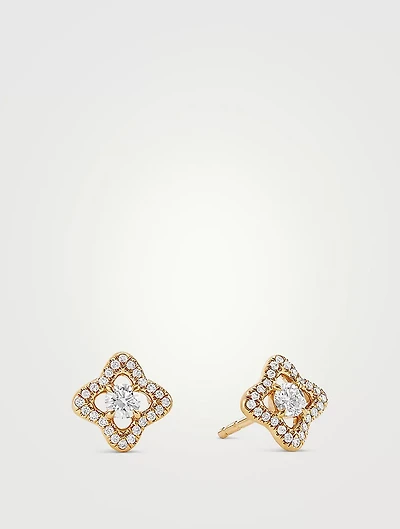 Venetian Quatrefoil® Stud Earrings In 18k Yellow Gold With Diamonds