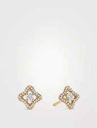 Venetian Quatrefoil® Stud Earrings In 18k Yellow Gold With Diamonds