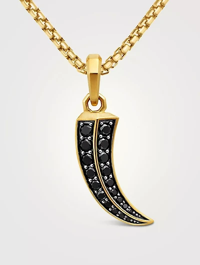 Claw Amulet In 18k Yellow Gold With Black Diamonds, 25mm