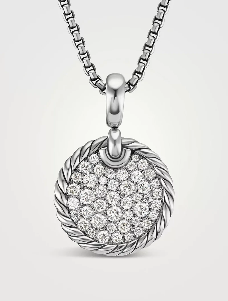 Dy Elements® Disc Pendant In Sterling Silver With Pavé Diamonds