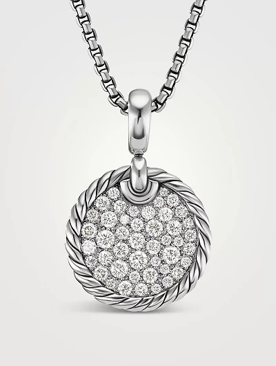 Dy Elements® Disc Pendant In Sterling Silver With Pavé Diamonds