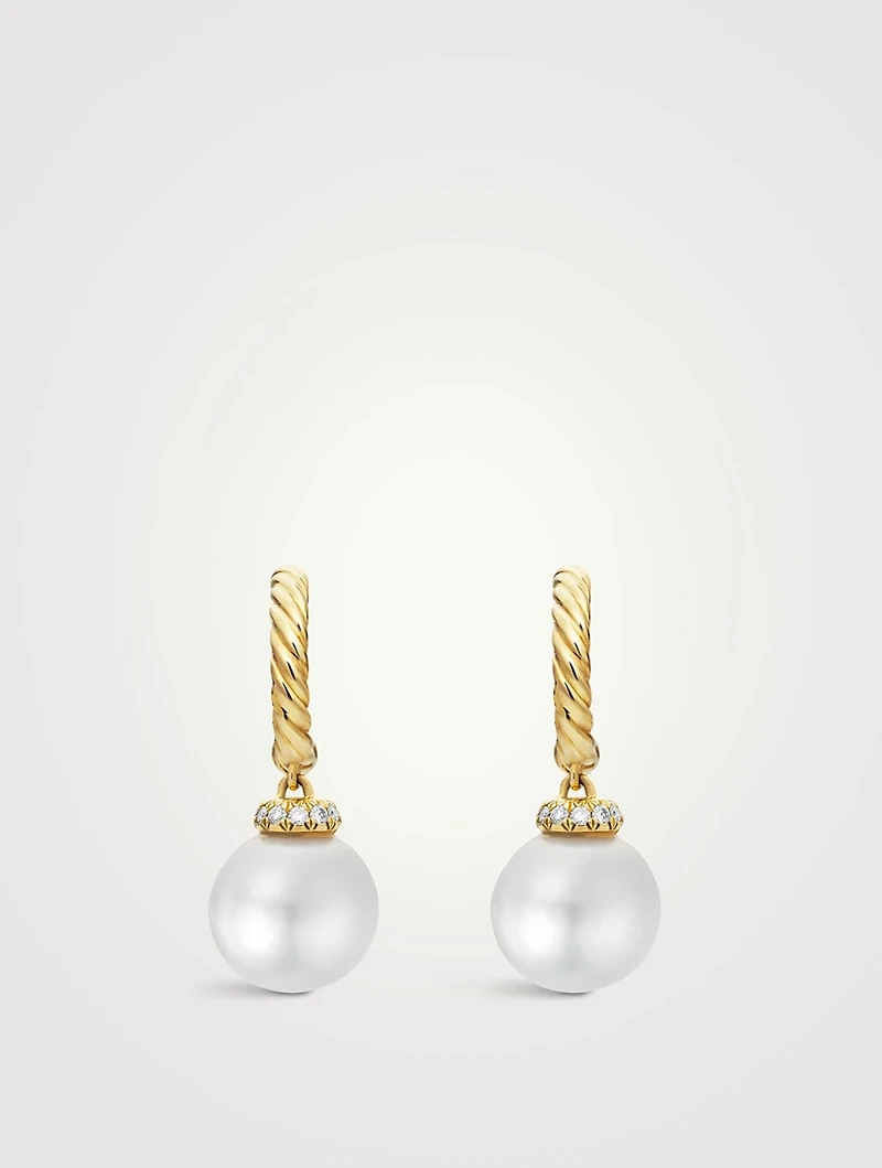 Solari Drop Earrings In 18k Yellow Gold With Pearls And Diamonds, 22mm