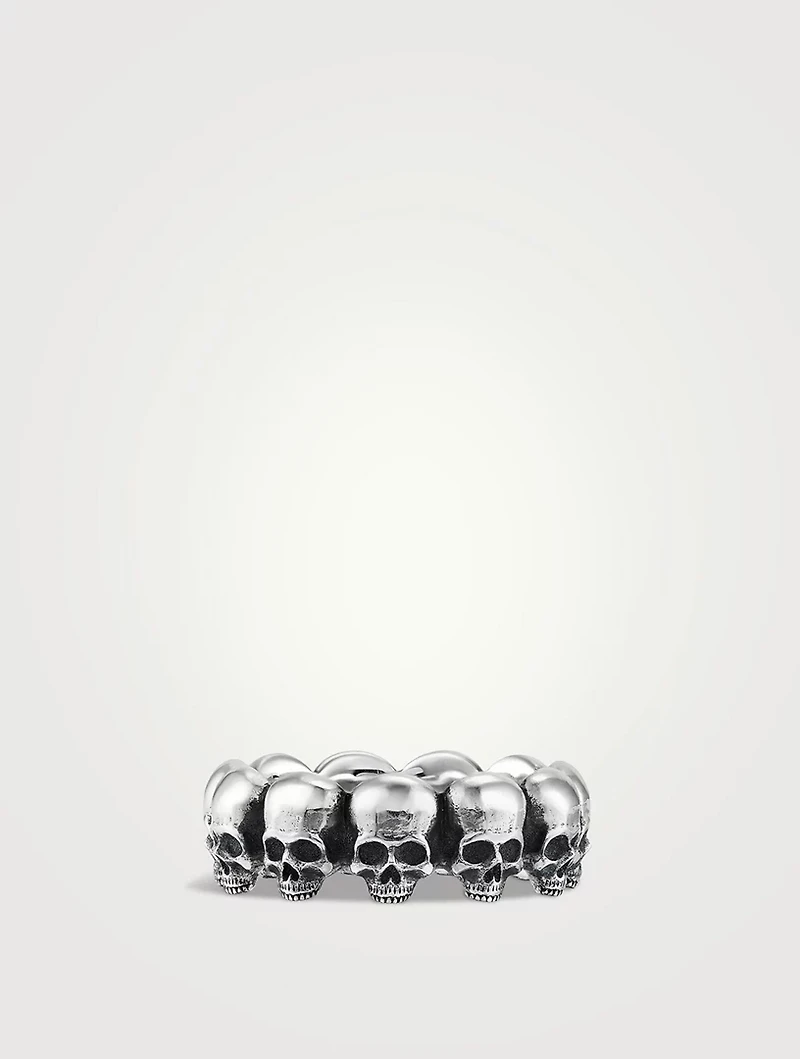 Memento Mori Skull Band Ring Sterling Silver