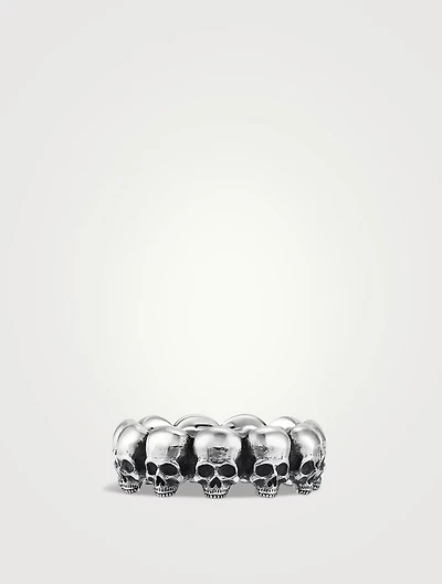 Memento Mori Skull Band Ring Sterling Silver