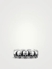 Memento Mori Skull Band Ring Sterling Silver