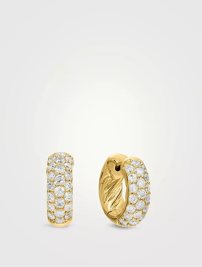 Dy Mercer® Micro Hoop Earrings In 18k Yellow Gold With Diamonds, 13.5mm