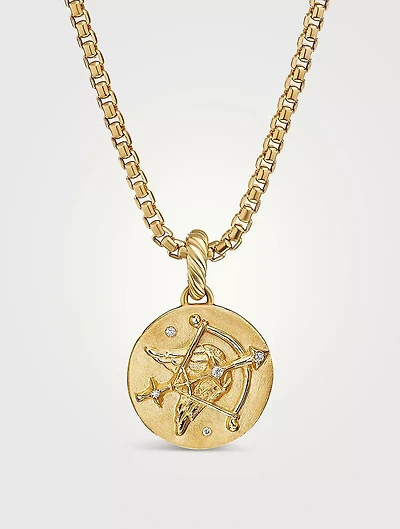 Sagittarius Amulet In 18k Yellow Gold With Diamonds