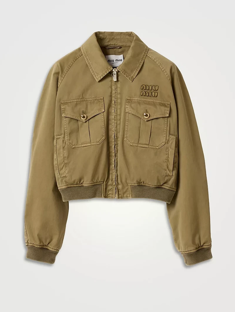 Garment-dyed Cotton Satin Bomber Jacket