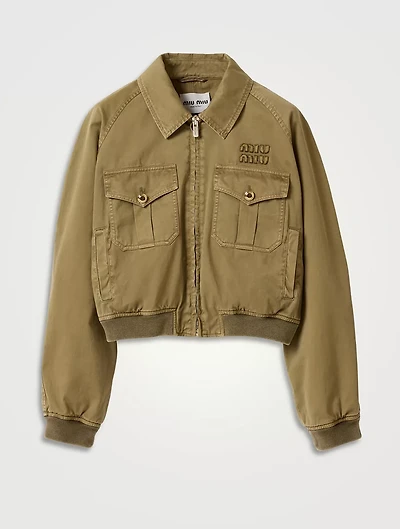 Garment-dyed Cotton Satin Bomber Jacket