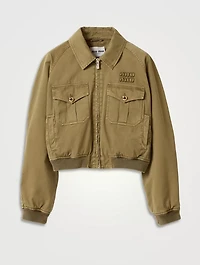 Garment-dyed Cotton Satin Bomber Jacket