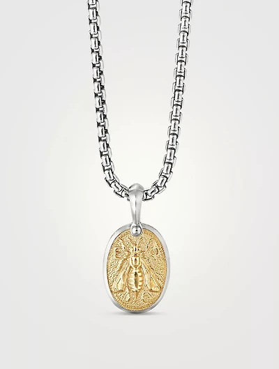 Petrvs® Bee Amulet In Sterling Silver With 18k Yellow Gold