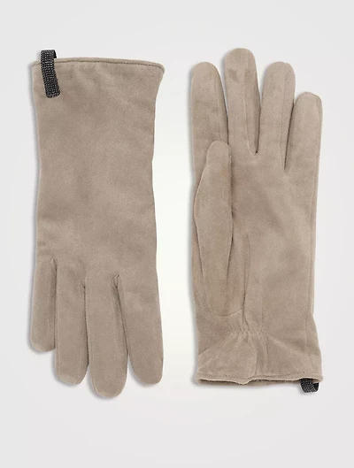 Suede Gloves With Monili