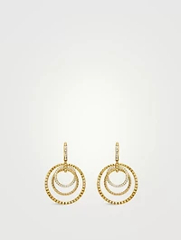 Crossover Trio Drop Earrings In 18k Yellow Gold With Diamonds, 35mm