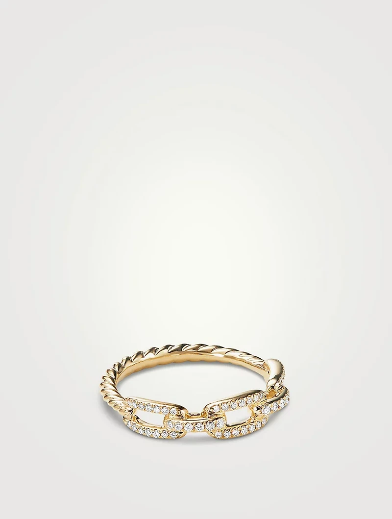 Stax Chain Link Ring 18k Yellow Gold With Pavé Diamonds