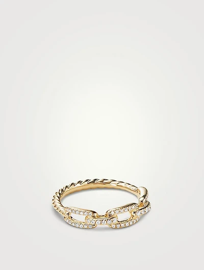 Stax Chain Link Ring 18k Yellow Gold With Pavé Diamonds