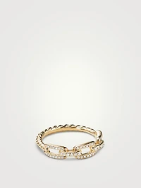 Stax Chain Link Ring 18k Yellow Gold With Pavé Diamonds