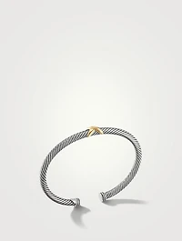 X Station Bracelet Sterling Silver With 18k Yellow Gold