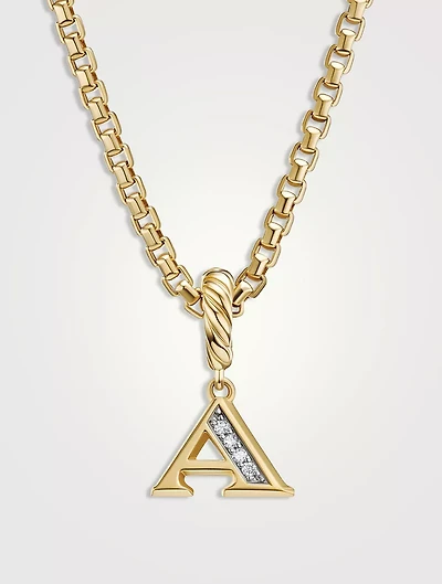 Pavé A Initial Pendant In 18k Yellow Gold With Diamonds