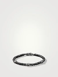 Memento Mori Skull Station Bracelet Sterling Silver With Black Spinel