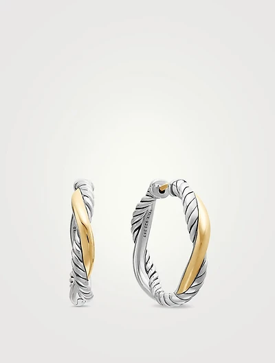 Petite Infinity Hoop Earrings In Sterling Silver With 14k Yellow Gold, 17.3mm