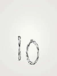 Cable Edge® Hoop Earrings In Sterling Silver