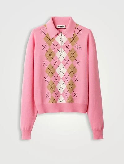 Cashmere Half-zipper Polo Shirt