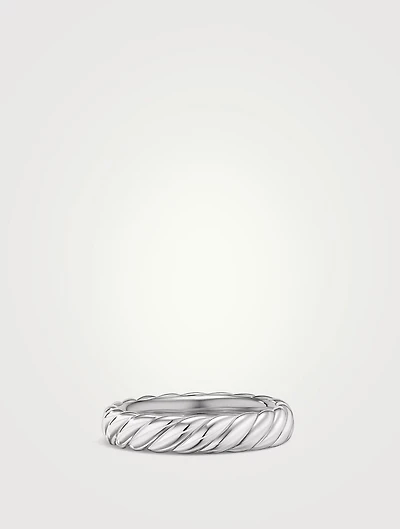 Sculpted Cable Band Ring 18k White Gold, 4.6mm