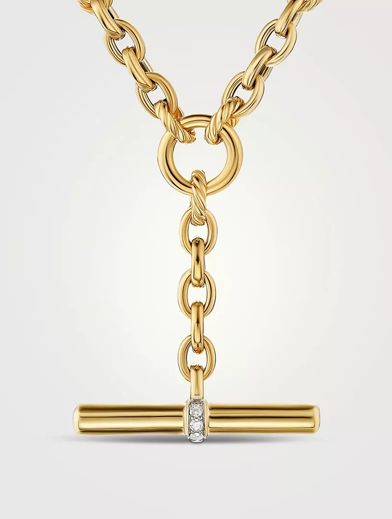 Dy Mercer® Petite Toggle Chain Necklace 18k Yellow Gold With Diamonds, 4.5mm