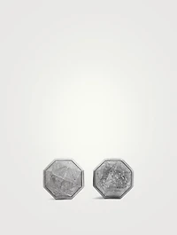 Meteorite Faceted Round Cufflinks In Sterling Silver, 16mm