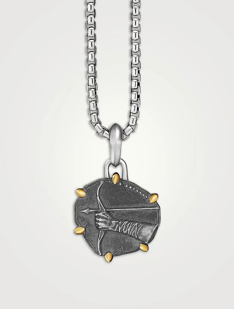 Sagittarius Amulet In Sterling Silver With 18k Yellow Gold