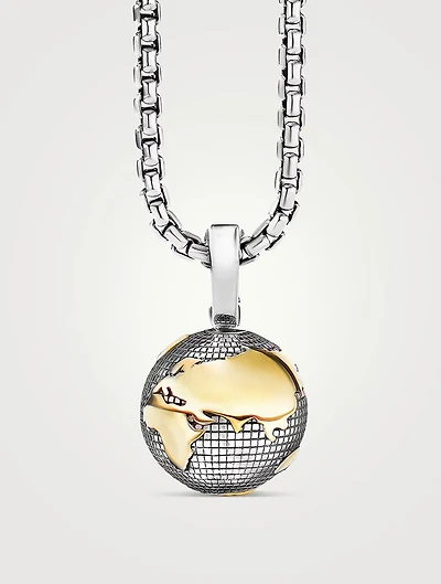 Earth Amulet In Sterling Silver With 18k Yellow Gold