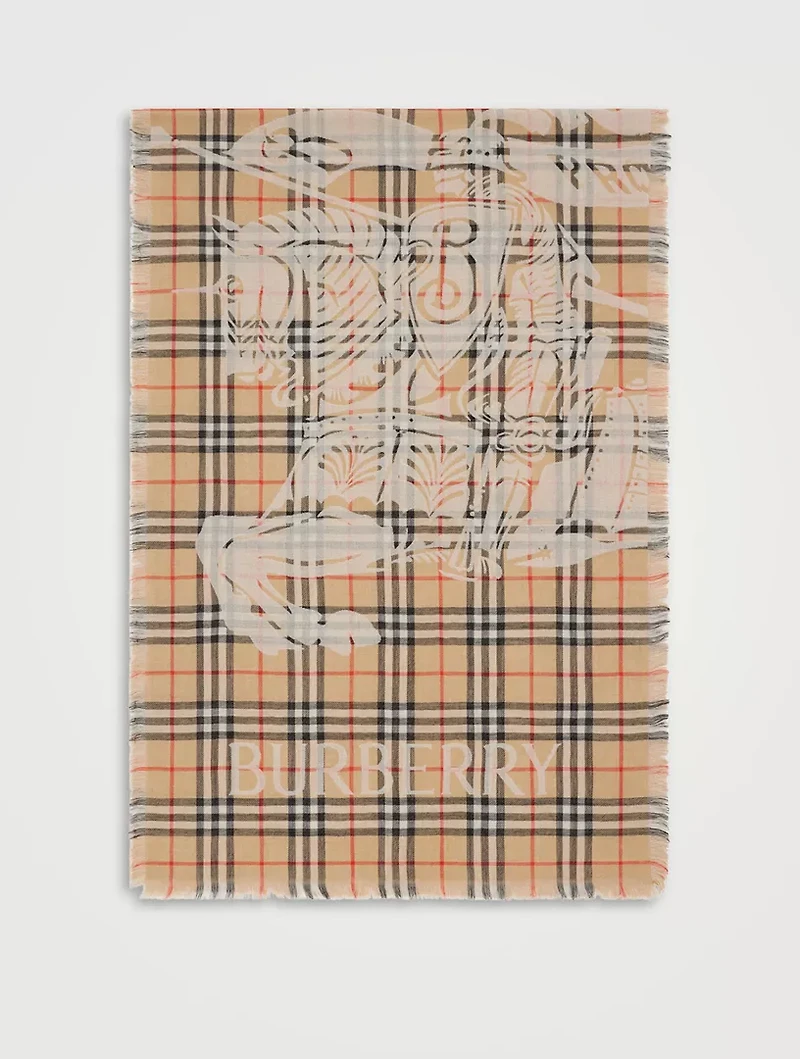 Wide Ekd Check Wool Scarf