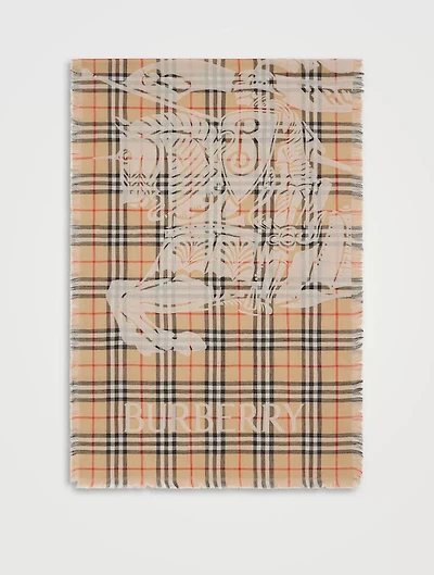 Wide Ekd Check Wool Scarf