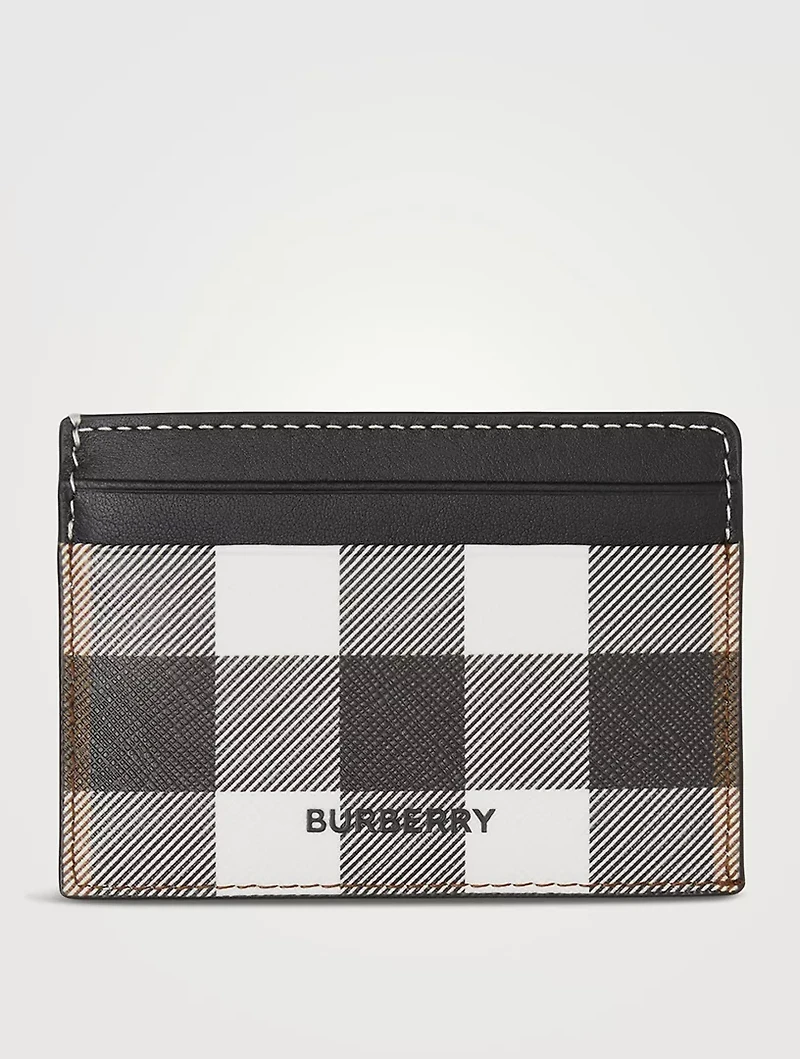 Check And Leather Card Case
