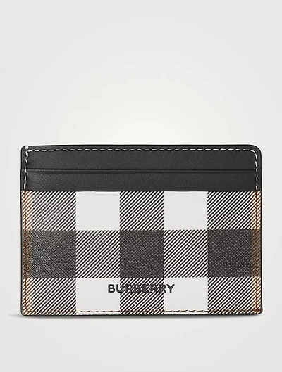 Check And Leather Card Case