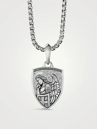 St. Michael Amulet In Sterling Silver With Pavé Diamonds