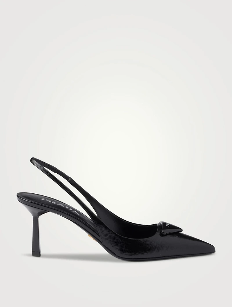 Saffiano Patent Leather Slingback Pumps