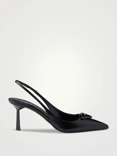 Saffiano Patent Leather Slingback Pumps