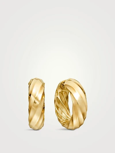 Cable Edge® Hoop Earrings In 18k Yellow Gold, 28.9mm