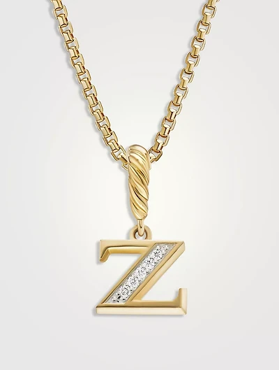 Pavé Z Initial Pendant In 18k Yellow Gold With Diamonds