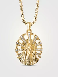 Madonna Amulet In 18k Yellow Gold With Pavé Diamonds