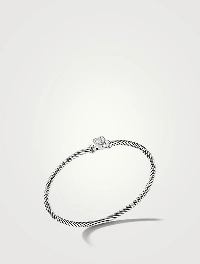 Cable Collectibles® Heart Bracelet Sterling Silver With Pavé Diamonds