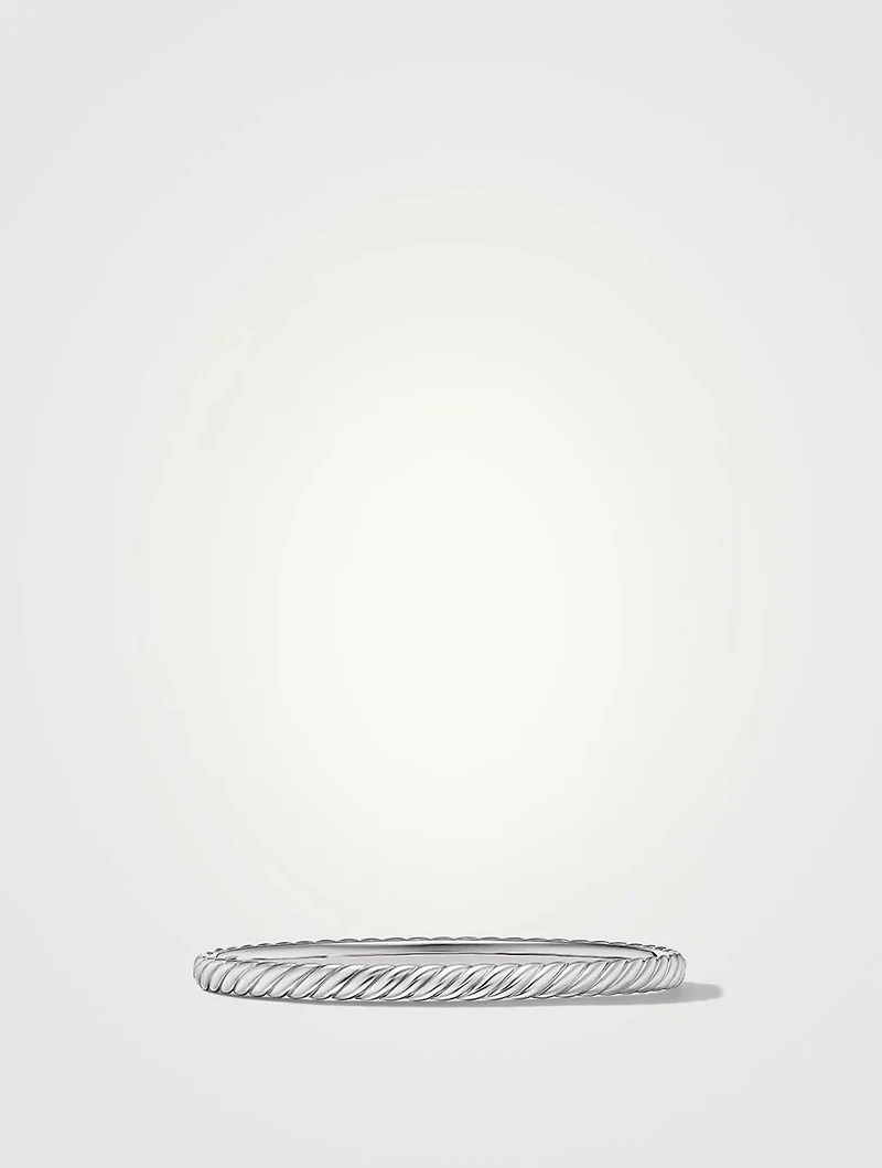 Sculpted Cable Bangle Bracelet 18k White Gold