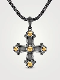 Shipwreck Cross Amulet  In Sterling Silver With 18k Yellow Gold, 44mm