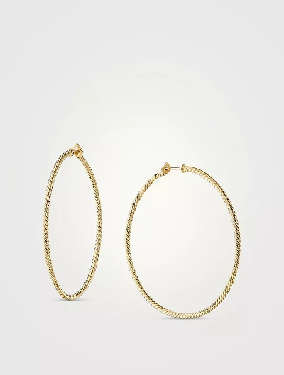 Sculpted Cable Hoop Earrings In 18k Yellow Gold