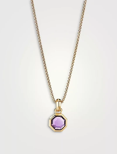 Octagon Cut Amulet In 18k Yellow Gold With Amethyst