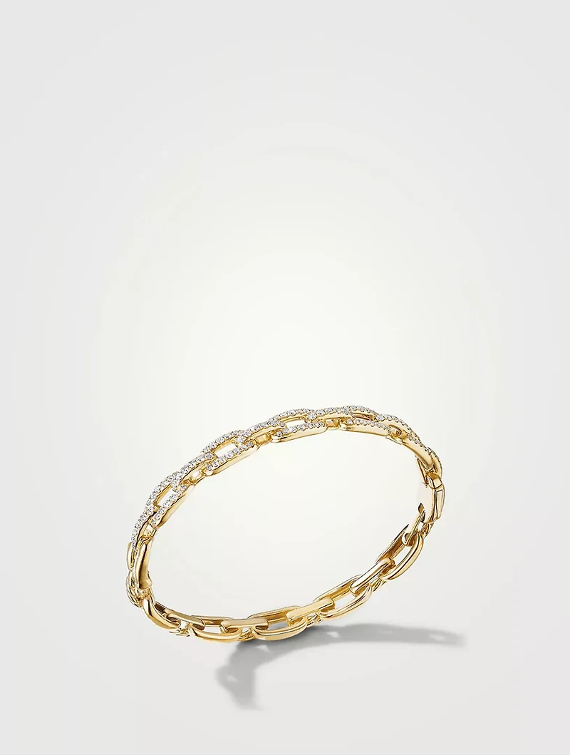 Stax Chain Link Bracelet 18k Yellow Gold With Pavé Diamonds