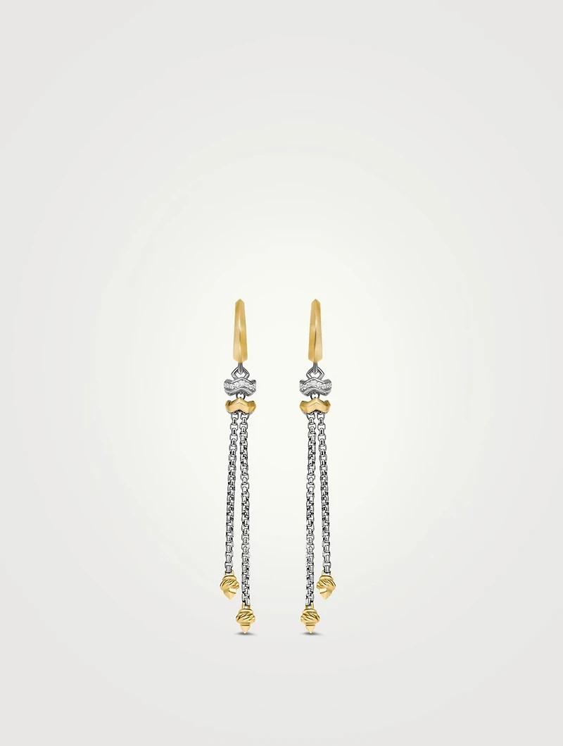 Zig Zag Stax™ Chain Drop Earrings In Sterling Silver With 18k Yellow Gold And Diamonds, 66mm